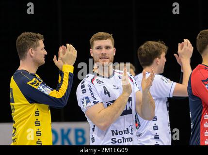 Finale jubilation FL, Johannes GOLLA (FL/ withte) Handball 1st Bundesliga, 16th jumelage, Bergischer HC (BHC) - SG Flensburg-Handewitt (FL) 18:31, on 11 décembre 2022 à Düsseldorf/Allemagne. Banque D'Images