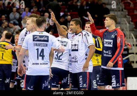 Finale jubilation FL, Mads Mensah LARSEN (FL/ withte handball 1st Bundesliga, 16th jumelage, Bergischer HC (BHC) - SG Flensburg-Handewitt (FL) 18:31, on 11 décembre 2022 à Düsseldorf/Allemagne. Banque D'Images