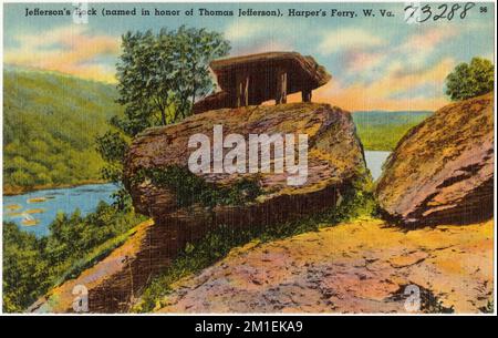 Jefferson's Rock (nommé en l'honneur de Thomas Jefferson), Harper's Ferry, W. , Tichnor Brothers Collection, cartes postales des États-Unis Banque D'Images