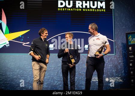 Thomas Ruyant, Linkedout, Imoca lauréat lors du Prix de la route du Rhum 2022 sur 10 décembre 2022 au salon nautique de Paris à Paris, France - photo: Nicolas Pehe/DPPI/LiveMedia Banque D'Images