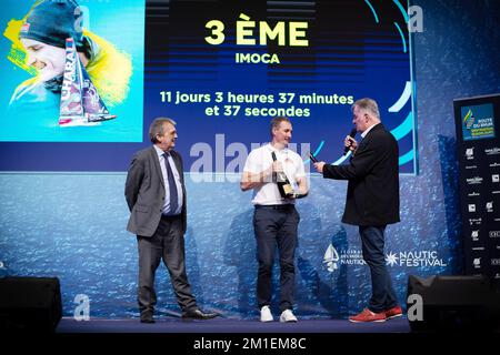 IMOCA, Jeremie BEYOU 3rd place lors du Prix de la route du Rhum 2022 sur 10 décembre 2022 au salon nautique de Paris à Paris, France - photo: Nicolas Pehe/DPPI/LiveMedia Banque D'Images