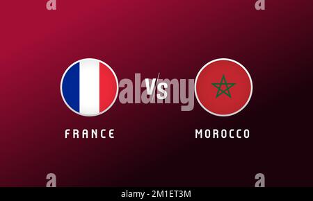 France contre drapeau du Maroc. Fond de football avec logo des drapeaux nationaux français et marocains. Illustration du vecteur sportif pour la conception de tournois Illustration de Vecteur