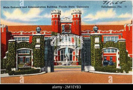 Entrée principale et bâtiment administratif, Université d'État de Floride, Tallahassee, Floride , Universités et collèges, Collection Tichnor Brothers, cartes postales des États-Unis Banque D'Images