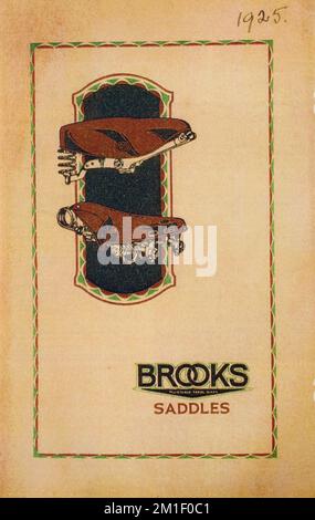 Brooks Angleterre bicyclette selle vintage art publicitaire Banque D'Images