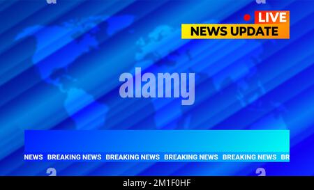 Arrière-plan des actualités en direct avec carte du monde et espace des titres. Banque D'Images