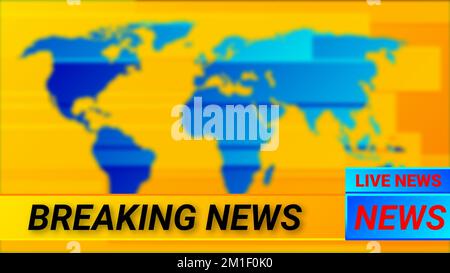 dernières nouvelles et illustrations d'actualités en direct sur fond jaune flou. Banque D'Images
