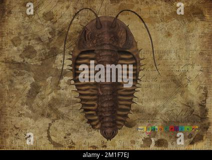 Devonian Trilobite exposé Arthropod variante Art Study Old Paper Poster Antique Digital Art by Winters860 Banque D'Images