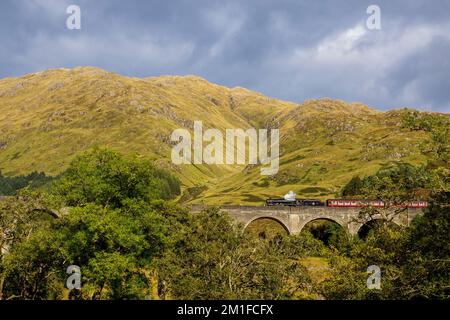 Le Jacobite Express sur le viaduc de Glenfinnan, Lochaber, Écosse Banque D'Images