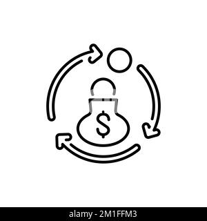 Icône de ligne de circulation d'argent. Pictogramme de financement participatif et de gestion financière. Concept de don. Conception de vecteur d'accord d'affiliation. Illustration de Vecteur