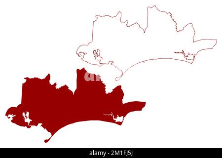 Région d'autorité unitaire de Bournemouth, Christchurch et Poole (Royaume-Uni de Grande-Bretagne et d'Irlande du Nord, comté cérémonial Dorset, Dorsets Illustration de Vecteur