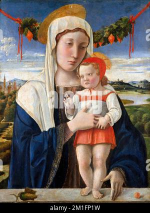 Madonna et l'enfant de Giovanni Bellini (c.1435-1516), huile de tempera et or sur bois, c. 1470 Banque D'Images