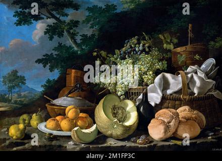 Le repas de l'après-midi (la Merienda) de l'artiste espagnol Luis Egidio Meléndez (1716–1780), huile sur toile, vers 1772 Banque D'Images