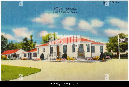 Plaza courts, Pauls Valley, Oklahoma. , Motels, Tichnor Brothers Collection, cartes postales des États-Unis Banque D'Images