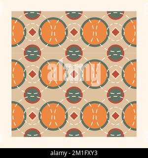 Un motif sans couture avec des cercles en pointillés et des cercles orange en arrière-plan Illustration de Vecteur