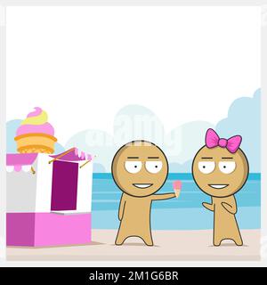 Homme heureux avec de la glace dans ses mains Illustration de Vecteur
