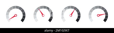 Échelle de la jauge de risque. Icônes du compteur de vitesse. Ensemble d'échelles de mesure. Illustration vectorielle Illustration de Vecteur