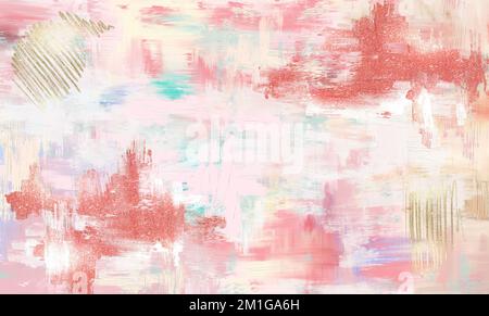 Peinture abstraite à l'huile dessinée à la main. Arrière-plan contemporain. Peinture à l'huile sur toile. Texture de couleur. Fragment d'illustration. Taches de peinture. Coups de pinceau de Banque D'Images