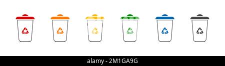 Icônes des bacs de recyclage. Vector recycle les symboles de déchets. Icônes de corbeille. Collecte des bacs de recyclage de séparation. Illustration vectorielle Illustration de Vecteur