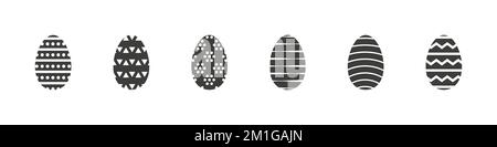 Icônes vectorielles oeufs de Pâques. Icône simple des oeufs noirs de Pâques avec différentes textures isolées sur fond blanc. Illustration vectorielle Illustration de Vecteur