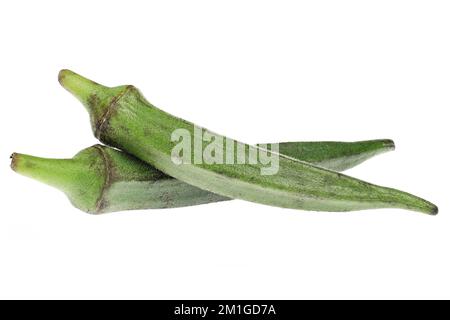 okra fruits isolés sur fond blanc Banque D'Images