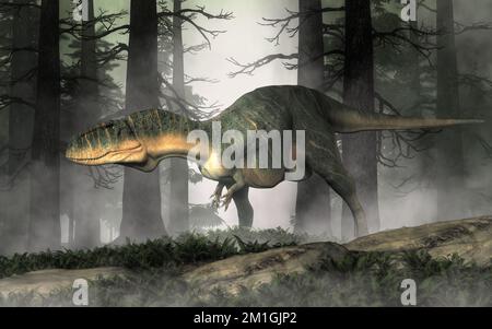 Abelisaurus était un dinosaure théropode carnivore bipédale qui vivait à la fin du Crétacous en Amérique du Sud. Banque D'Images