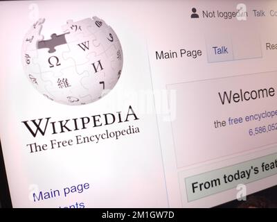 KONSKIE, POLOGNE - 12 décembre 2022: Site Internet de Wikipedia affiché sur l'écran de l'ordinateur portable Banque D'Images