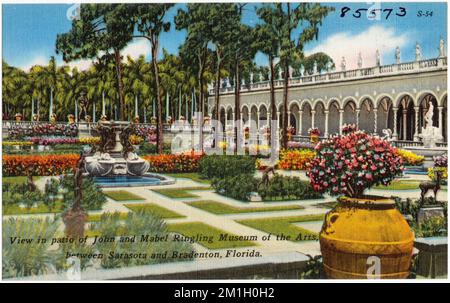 Vue sur le patio du John et Mabel Ringling Museum of the Arts, entre Sarasota et Bradenton, Floride, Galeries et musées, Tichnor Brothers Collection, cartes postales des États-Unis Banque D'Images