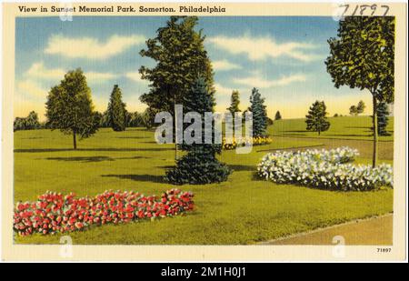 Vue dans Sunset Memorial Park, Somerton, Philadelphie , Parcs, Tichnor Brothers Collection, Cartes postales des États-Unis Banque D'Images