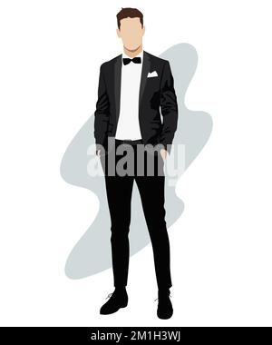 Homme d'affaires élégant dans un costume d'affaires sur un arrière-plan intéressant caricature personnages mâles. Hommes en vêtements de mode. Vecteur de style plat Illustration de Vecteur