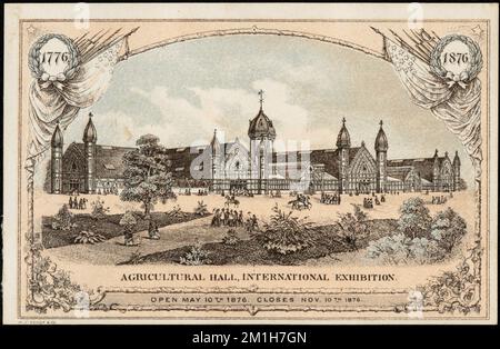 Agricultural Hall, exposition internationale. Ouvrez 10 mai 1876. Ferme le 10th novembre 1876. , Bâtiments d'exposition, cartes professionnelles américaines du siècle 19th Banque D'Images