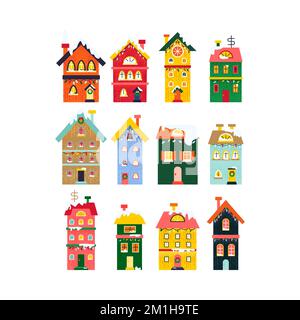 Maisons d'hiver Illustration de Vecteur