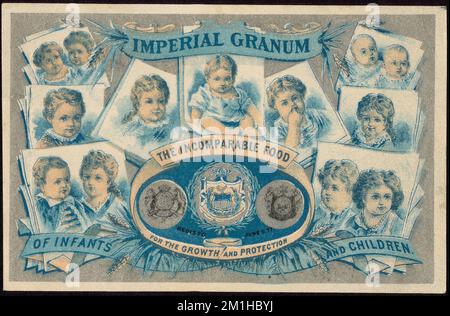 Imperial Granum, la nourriture incomparable pour la croissance et la protection des nourrissons et des enfants. , Enfants, produits céréaliers, alimentation, cartes professionnelles américaines Century 19th Banque D'Images