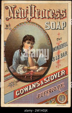 Nouveau savon de procédé, le merveilleux 3 lb. Bar, femmes, savons, 19th Century American Trade Cards Banque D'Images