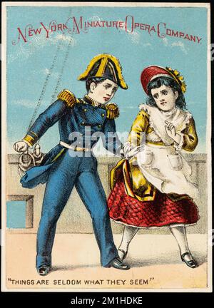 New York miniature Opera Company, "les choses sont rarement ce qu'elles semblent" , enfants, opéras et opérettes, cartes professionnelles américaines du siècle 19th Banque D'Images