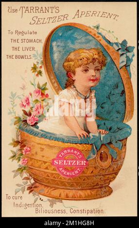 Utilisez l'apéritif Seltzer de Tarrant. Pour réguler l'estomac, le foie, les entrailles. Pour guérir l'indigestion, la biiosité, la constipation. , Filles, médicaments brevetés, cartes professionnelles américaines du siècle 19th Banque D'Images