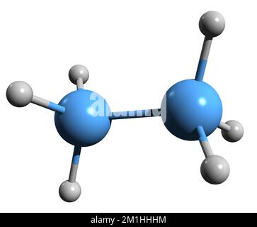 3D image de la formule du squelette d'éthane - structure chimique moléculaire du Dicarbane isolé sur fond blanc Banque D'Images