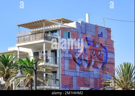 Graffiti art décoration d'un mur de bâtiment, Valence, Espagne Banque D'Images