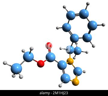 3D image de la formule squelettique Etomidate - structure chimique moléculaire de l'agent anesthésique isolé sur fond blanc Banque D'Images