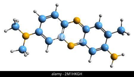 3D image de formule squelettique rouge neutre - structure chimique moléculaire du colorant d'eurhodine rouge de toluylène isolé sur fond blanc Banque D'Images