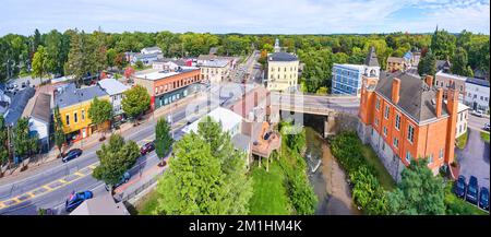 Vue panoramique aérienne sur la petite ville de New York Honeoye Falls Banque D'Images