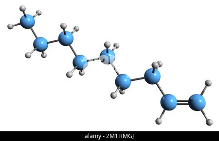 3D image de la formule squelettique Nonene - structure chimique moléculaire de l'alcène isolé sur fond blanc Banque D'Images