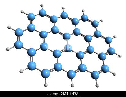 3D image de la formule squelettique Ovalene - structure chimique moléculaire des hydrocarbures aromatiques polycycliques isolés sur fond blanc Banque D'Images