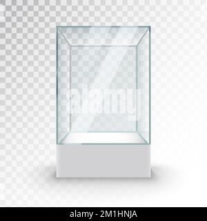 Vitrine en verre vide sur socle. Musée boîte de verre isolé de publicité ou de design d'affaires boutique Illustration de Vecteur