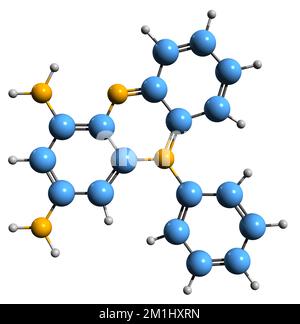 3D image de la formule squelettique vert de Pinacryptol - structure chimique moléculaire du colorant d'azine isolé sur fond blanc Banque D'Images