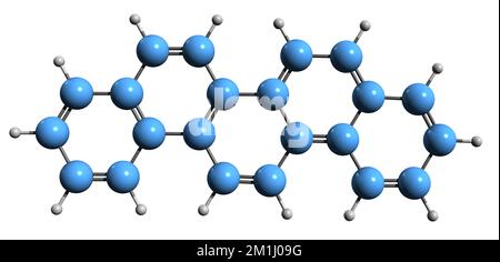 3D image de la formule squelettique du Picene - structure chimique moléculaire du benzène chrysène isolé sur fond blanc Banque D'Images