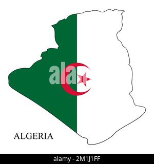 Illustration vectorielle de la carte de l'Algérie. Économie mondiale. Pays célèbre. Afrique du Nord. Afrique. Illustration de Vecteur
