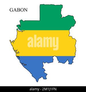 Illustration vectorielle de la carte du Gabon. Économie mondiale. Pays célèbre. Afrique centrale. Afrique. Illustration de Vecteur