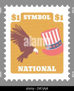 Symbole national du cachet de la poste américain avec l'aigle Illustration de Vecteur