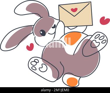 Lapin avec enveloppe avec coeur, lettres d'amour Illustration de Vecteur