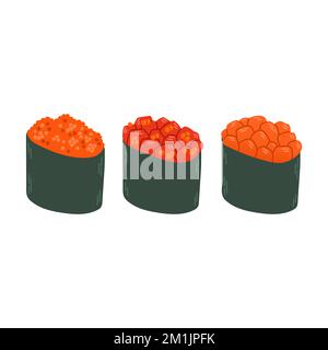 Gunkan Set japon asian Food Vector logo pack design isolé sur fond blanc Illustration de Vecteur